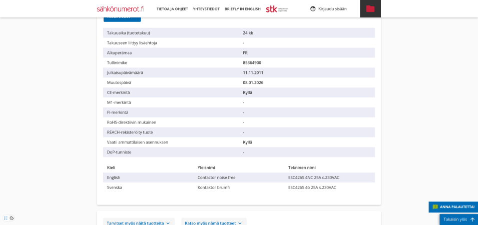 Screenshot 2026-01-19 at 20-54-08 Kontaktori - ESC426S ESC426S 4a 25A k.230VAC hur - 3748047 -...png